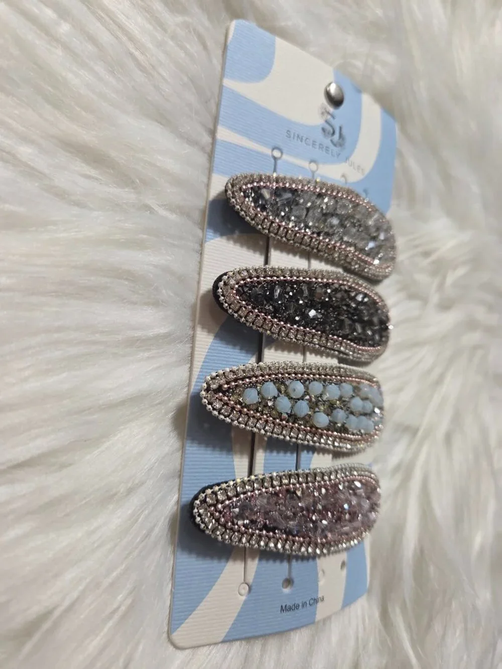 Sincerely Jules Beaded/Stone Hair Snap Clip Set